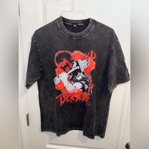 Berserk Anime Graphic Distressed Black T-Shirt - Size XL